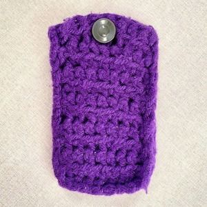 Purple Crochet Pouch Sleeve with Button